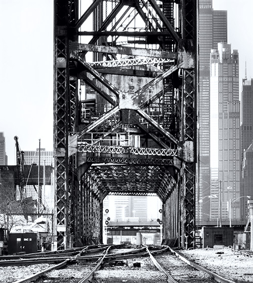 Bridge at Alton Junction black and white photo