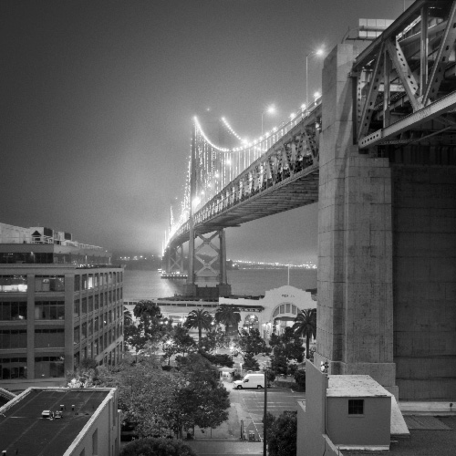 Bay Bridge, San Francisco black and white photo