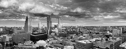 Brooklyn Sunset Panorama black and white photo