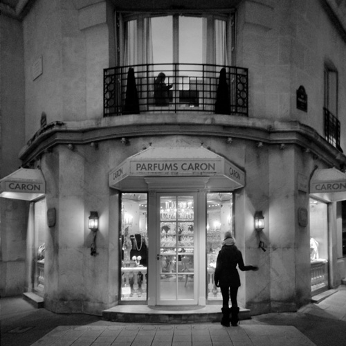 Paris | Trocadero, Parfums Caron  black and white photo
