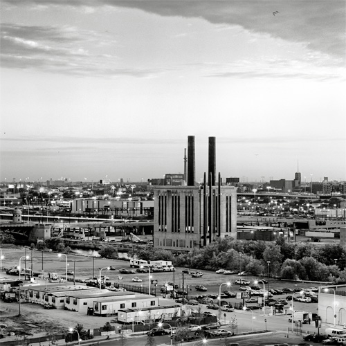 Metra Power Station black and white photo