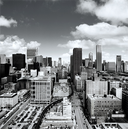South Central Loop black and white photo