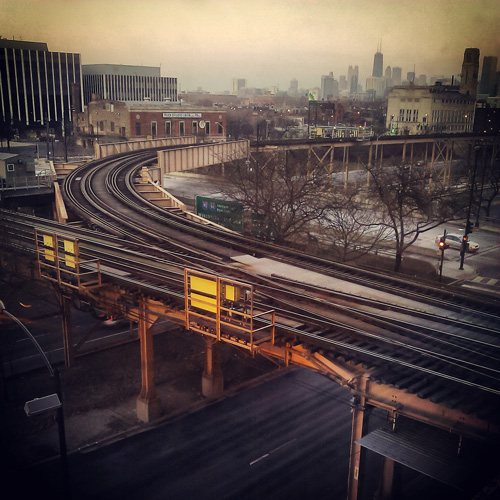 Rush Hospital Tracks & Skyline Photo