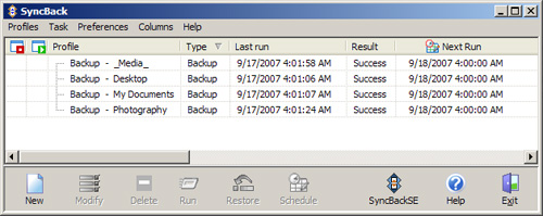 SyncBack Screenshot